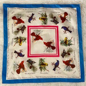 Vtg 1975 National Wildlife Federation Protect our Songbirds Square Scarf 22"x22"